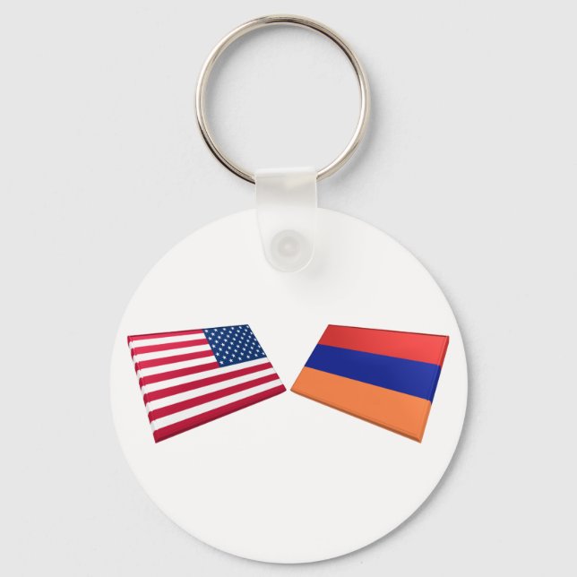 US & Armenia Flags Key Ring (Front)