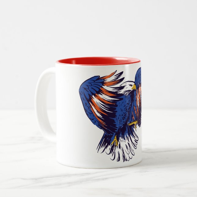 US Bald Eagle Two-Tone Coffee Mug (Front Left)