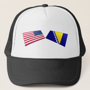 US & Bosnia and Herzegovina Flags Trucker Hat