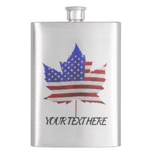 US Canada Flask Custom USA Canada Flag Drink Flask