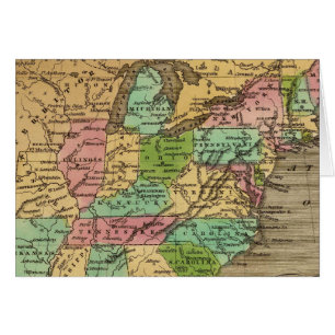 US, Canada Hand Coloured Atlas Map