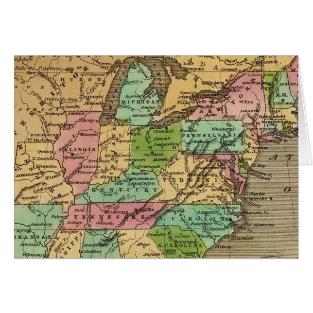 US, Canada Hand Coloured Atlas Map (Front Horizontal)