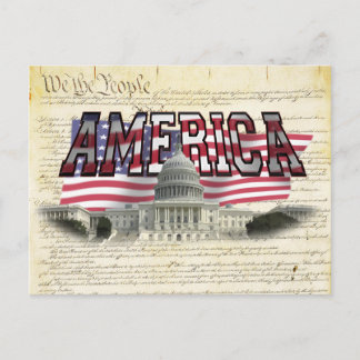 US Capital Building American Flag Post Card