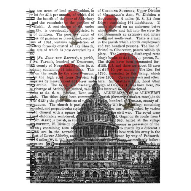 US Capitol Building and Red Hot Air Balloons Notebook (Front)