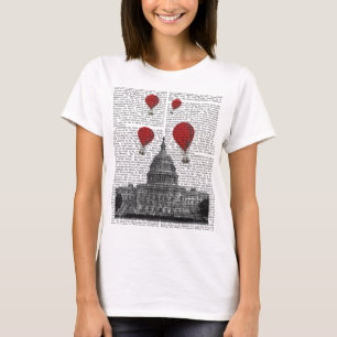 US Capitol Building and Red Hot Air Balloons T-Shirt