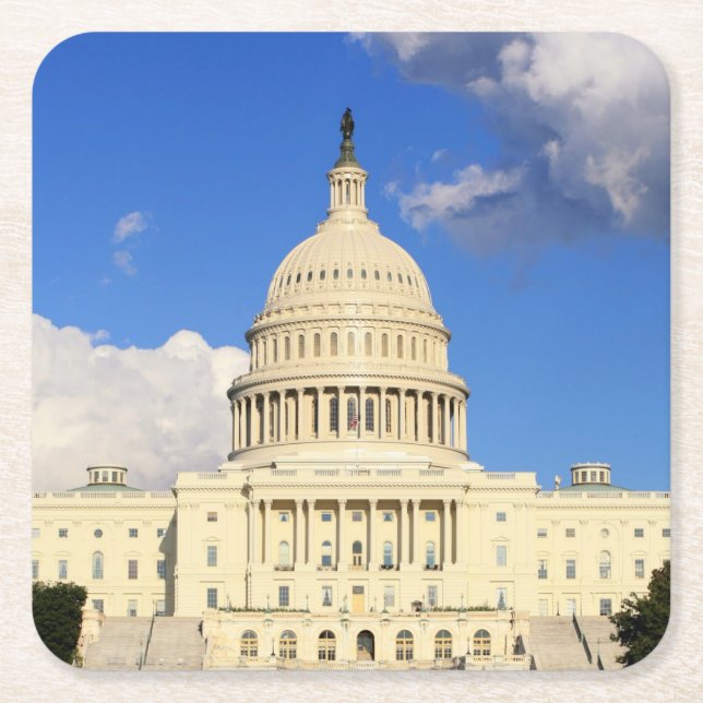 US Capitol Building, Washington DC, USA Square Paper Coaster (Front)