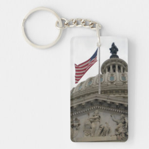 US Capitol Building with American Flag - East Key Ring