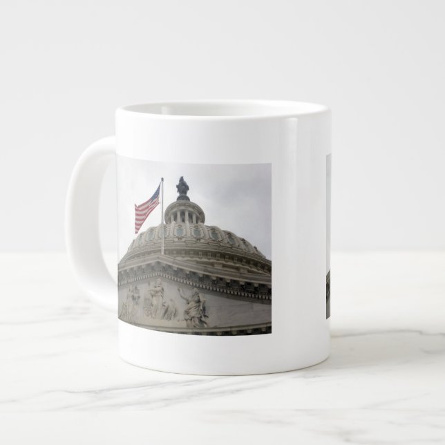 US Capitol Building with American Flag - East Large Coffee Mug (Front Left)