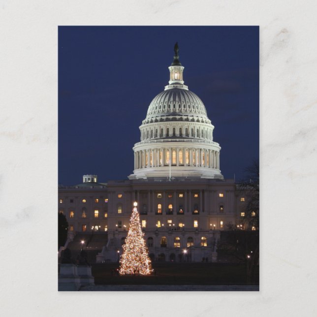 US Capitol celebrating Christmas photo Holiday Postcard (Front)