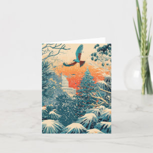 US Capitol Hill Christmas Tree Holiday Card, retro Card