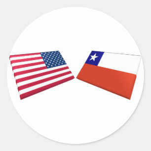 US & Chile Flags Classic Round Sticker