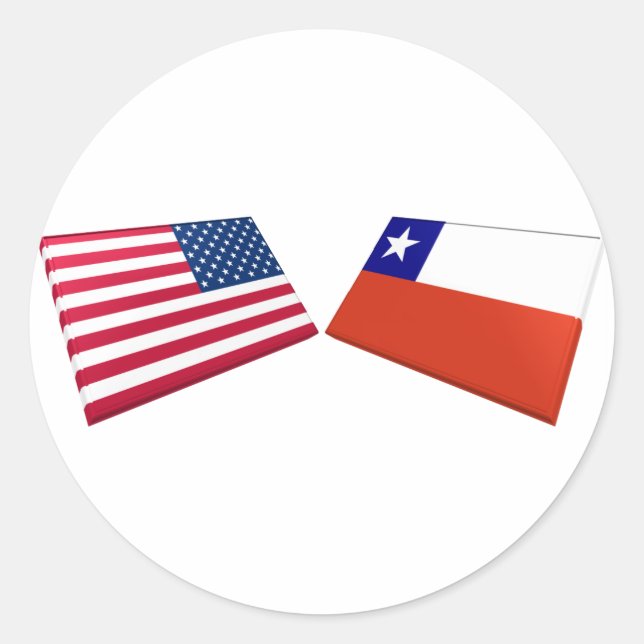US & Chile Flags Classic Round Sticker (Front)