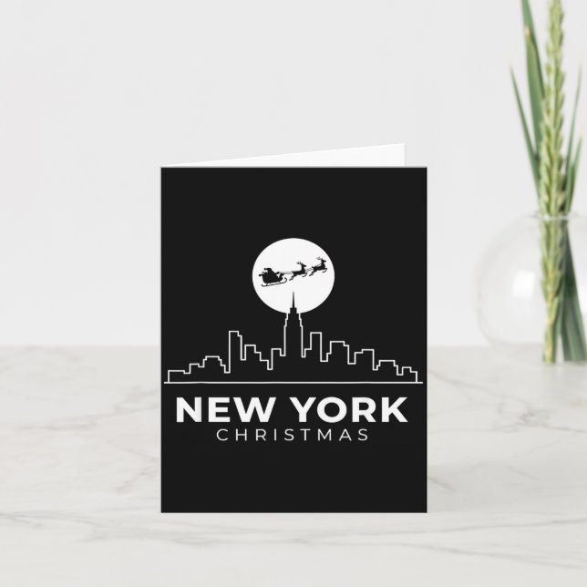Us Cities New York Christmas Skyline Nyc Holiday S Card (Front)