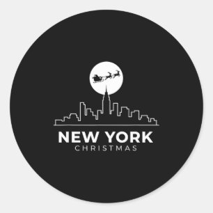Us Cities New York Christmas Skyline Nyc Holiday S Classic Round Sticker