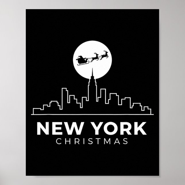 Us Cities New York Christmas Skyline Nyc Holiday S Poster (Front)