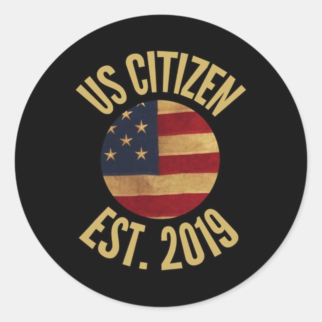 Us Citizenship 2019 Gif American Flag Usa  Classic Round Sticker (Front)