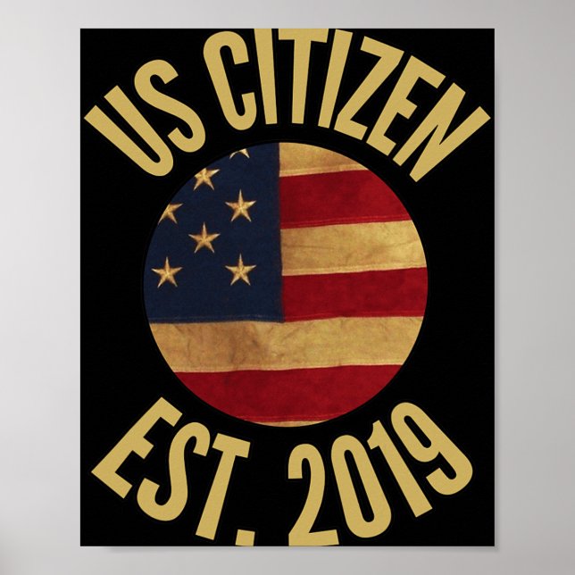 Us Citizenship 2019 Gif American Flag Usa  Poster (Front)