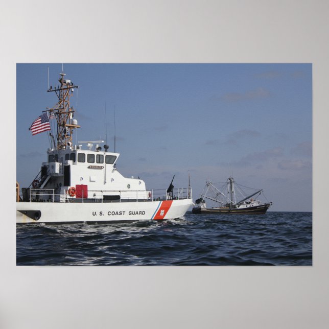 US Coast Guard Cutter Marlin patrols the waters Poster (Front)