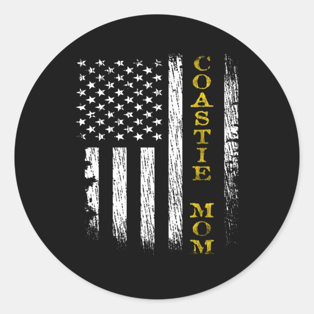 Us Coast Guard Uscg Coastie Mum Flag Classic Round Sticker (Front)