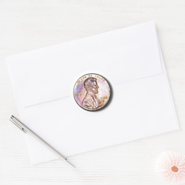 US Coin Penny Classic Round Sticker (Envelope)