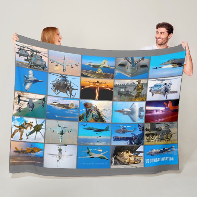 US COMBAT AVIATION “MONTAGE” FLEECE BLANKET (In Situ)