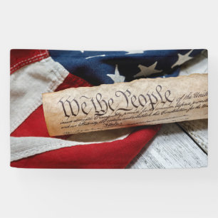 US Constitution and Flag Banner