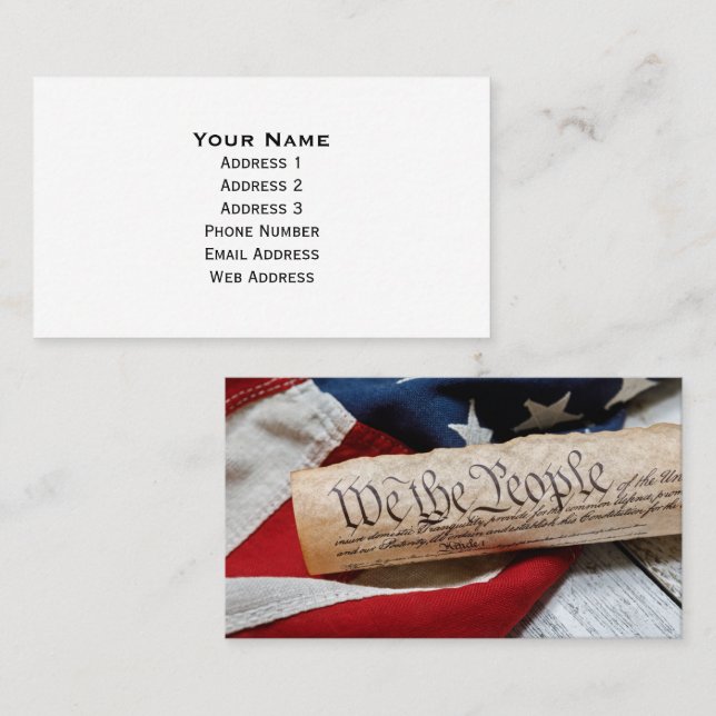 US Constitution and Flag Business Card (Front/Back)