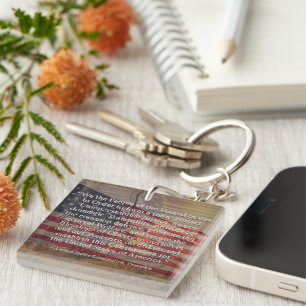 US Constitution Preamble Over Textured Background Key Ring