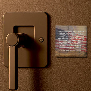 US Constitution Preamble Over Textured Background  Magnet