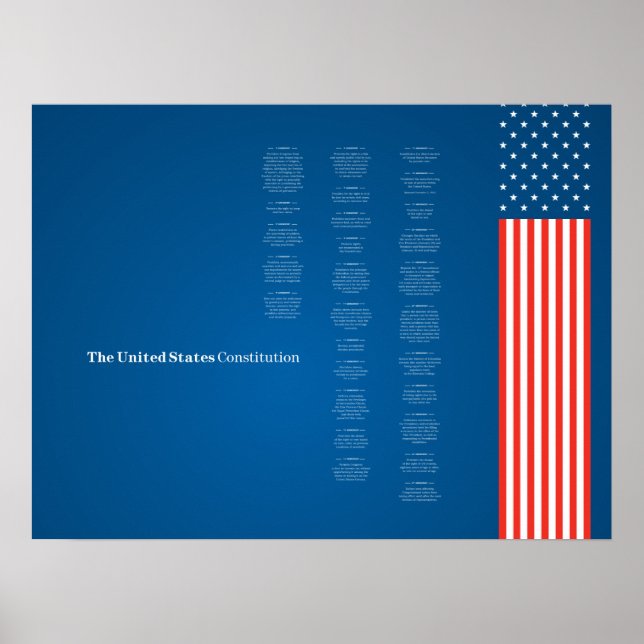 US Constitution Text American Flag USA Poster (Front)
