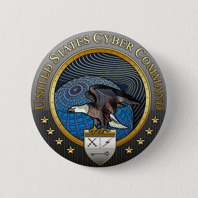 US Cyber Command 6 Cm Round Badge (Front)