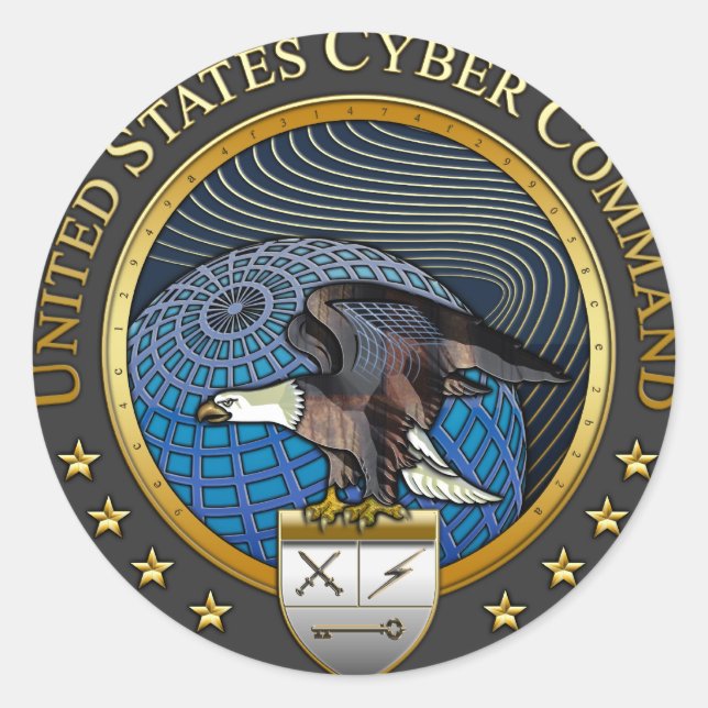 US Cyber Command Classic Round Sticker (Front)