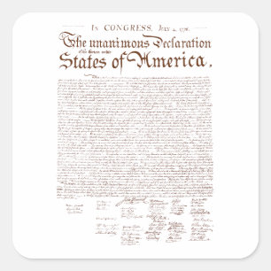 US Declaration of Independence Square Sticker