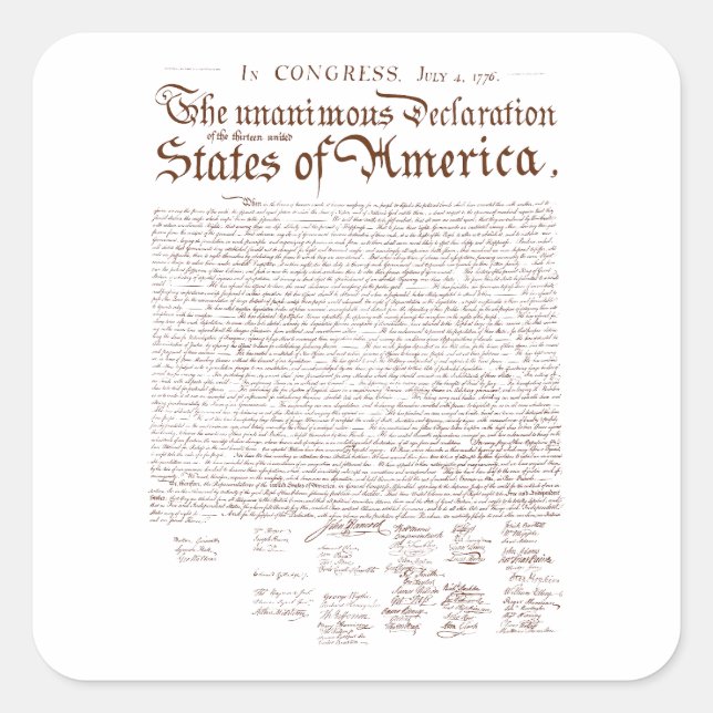 US Declaration of Independence Square Sticker (Front)