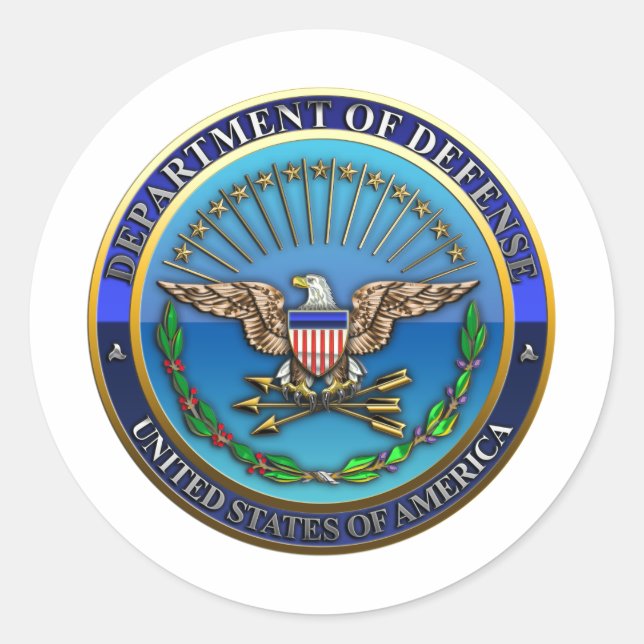 US Department of Defence (DoD) Classic Round Sticker (Front)