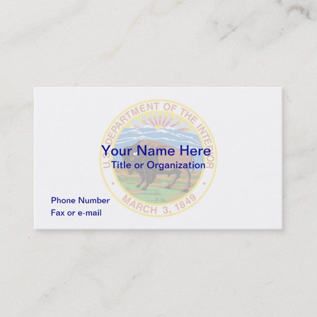 US Department of Interior Business Card (Front)