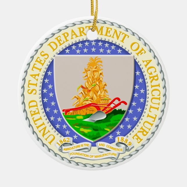 US Dept Of Agriculture Seal Ceramic Tree Decoration (Front)