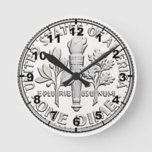 "US Dime" coin design wall clocks