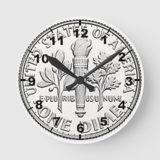 "US Dime" coin design wall clocks (Front)