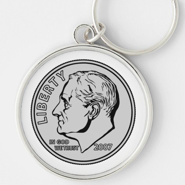 US Dime Ten Cents Key Ring (Front)