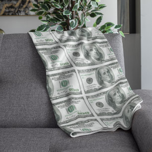 Us Dollar Money World Currency America Franklin Fleece Blanket