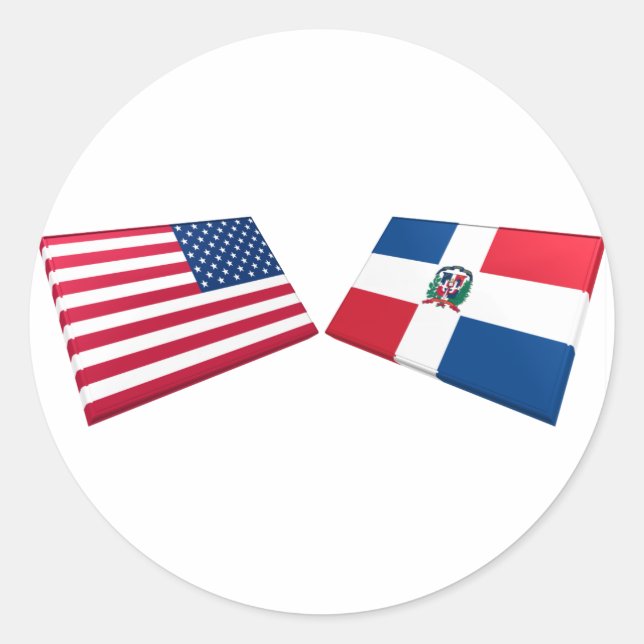 US & Dominican Republic Flags Classic Round Sticker (Front)