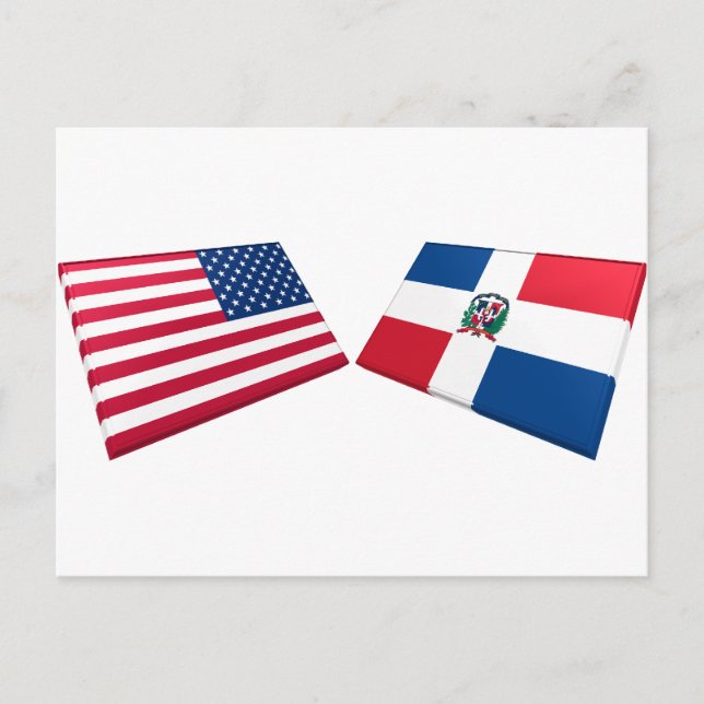US & Dominican Republic Flags Postcard (Front)