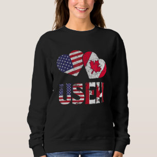 Us Eh American Canadian Flag Canada Day Heart Vint Sweatshirt