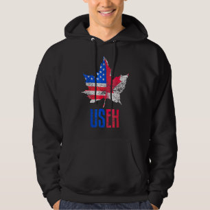 Us Eh Leaf Canadian American Flag Canada Usa Patr Hoodie