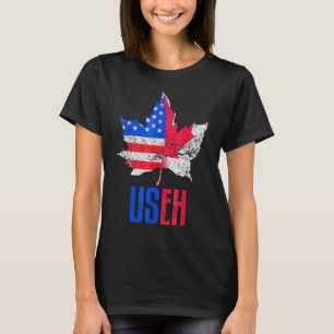 Us Eh Leaf Canadian American Flag  Canada Usa Patr T-Shirt