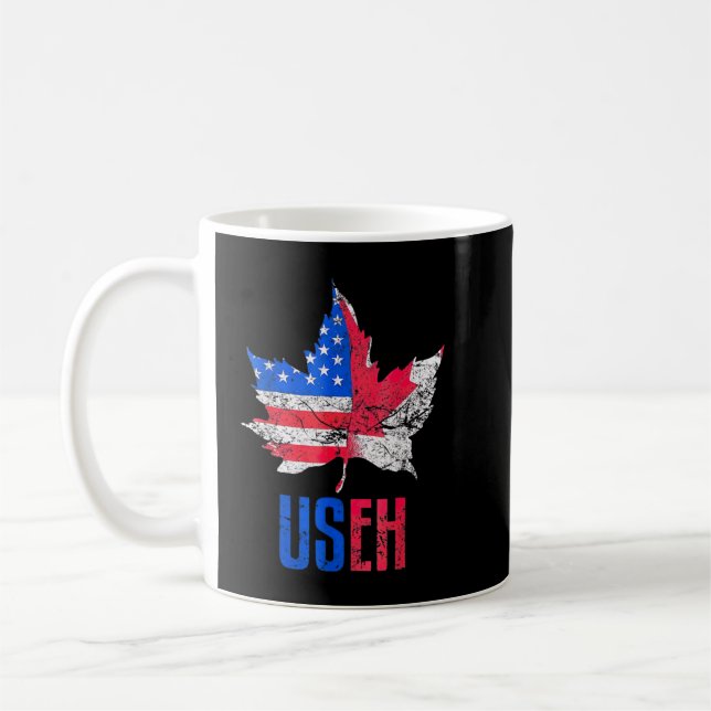 Us-Eh Leaf Canadian American Flag Canada Usa Patri Coffee Mug (Left)