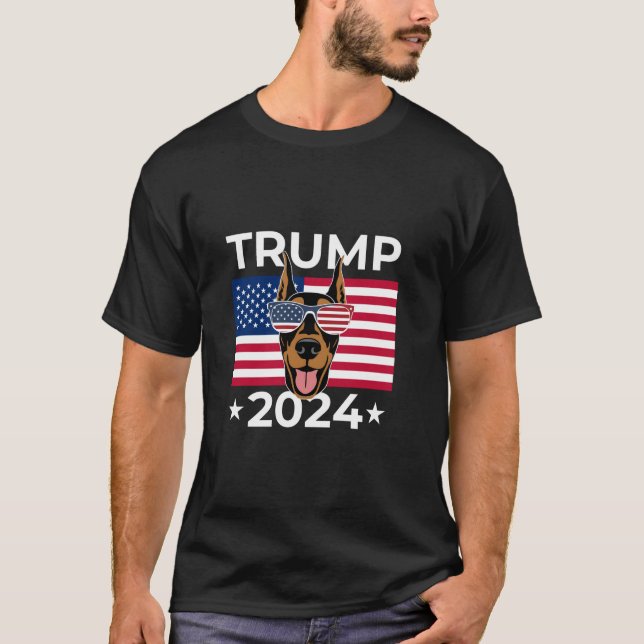 US Election Vote Trump 2024 Doberman Pinscher Dog  T-Shirt (Front)