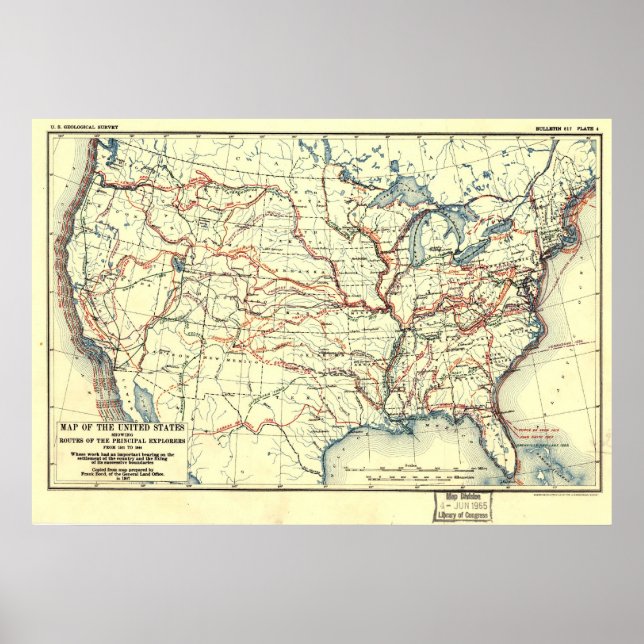 US Exploration Routes Poster (Front)