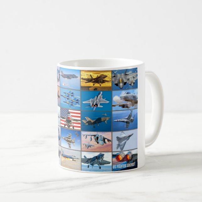 US FIGHTER AIRCRAFT “MONTAGE” COFFEE MUG (Front Right)